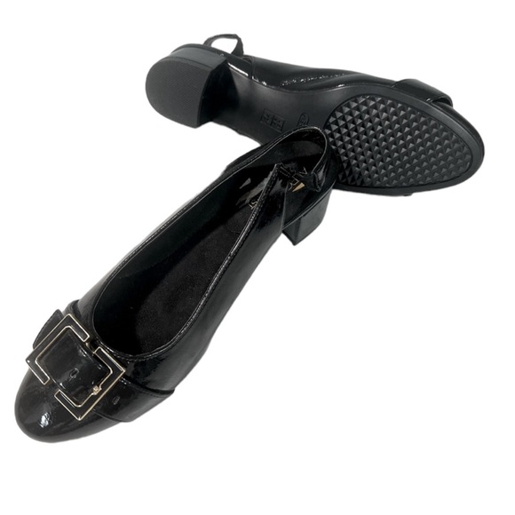 AEROSOLES Heels Heelrest Black Leather Back Strap Block Heel Adjustable … - Picture 1 of 9